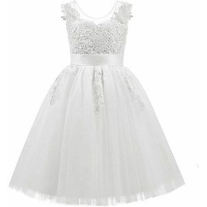 ABAO SISTER Lace Applique Tulle Sheer Neckline